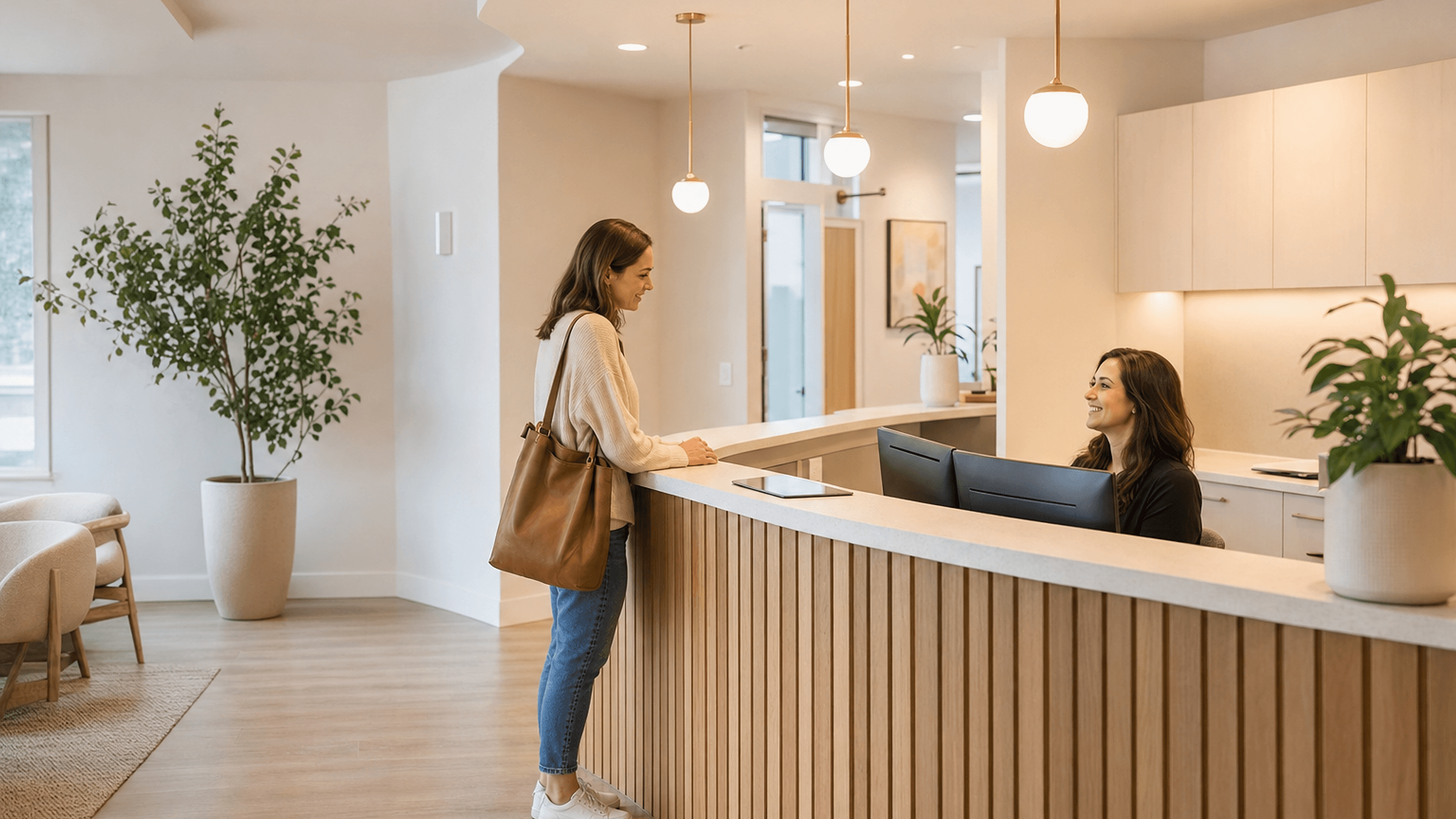 The treatment room and front of house at Tidemark Dental in San Francisco, California